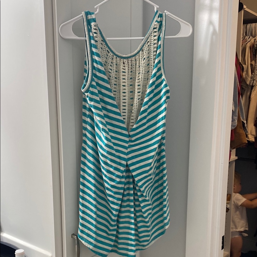New Directions Blue and White Striped Tank Top